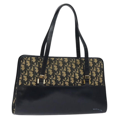 Dior Christian Dior Trotter Canvas Hand Bag Navy Gold Authentic MX415