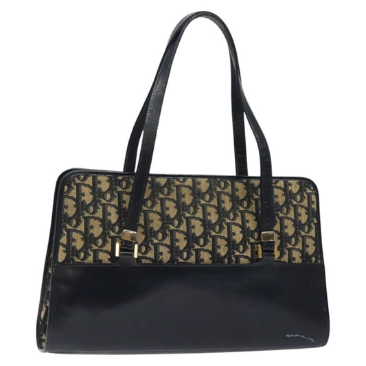 Dior Christian Dior Trotter Canvas Hand Bag Navy Gold Authentic MX415