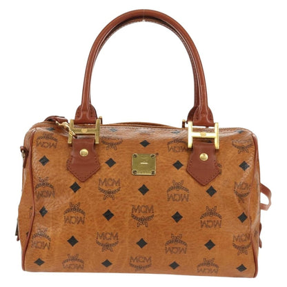 MCM MCM Logogram Vicetos Hand Bag PVC Leather 2way Brown Gold Authentic 158823