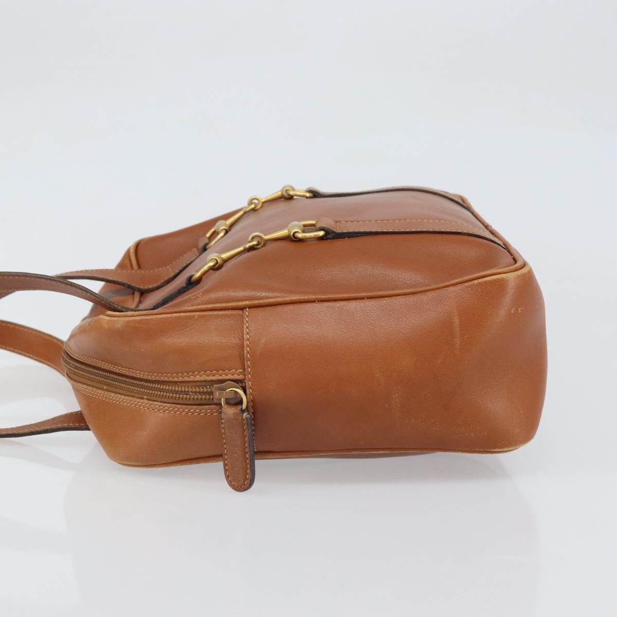 Gucci GUCCI Hand Bag Leather Brown Gold Authentic ep13246