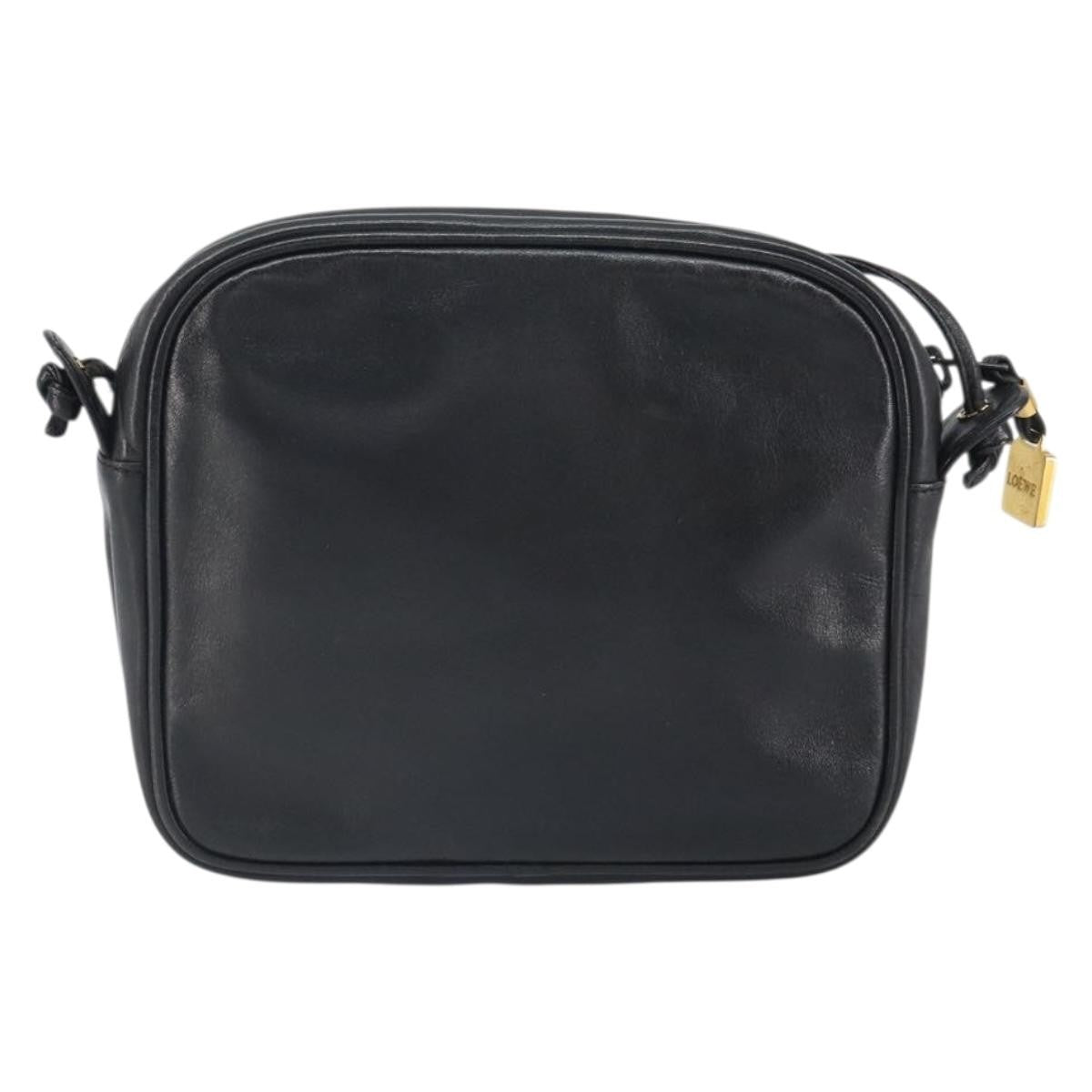 Loewe LOEWE Anagram Shoulder Bag Leather Black Gold Authentic 162165