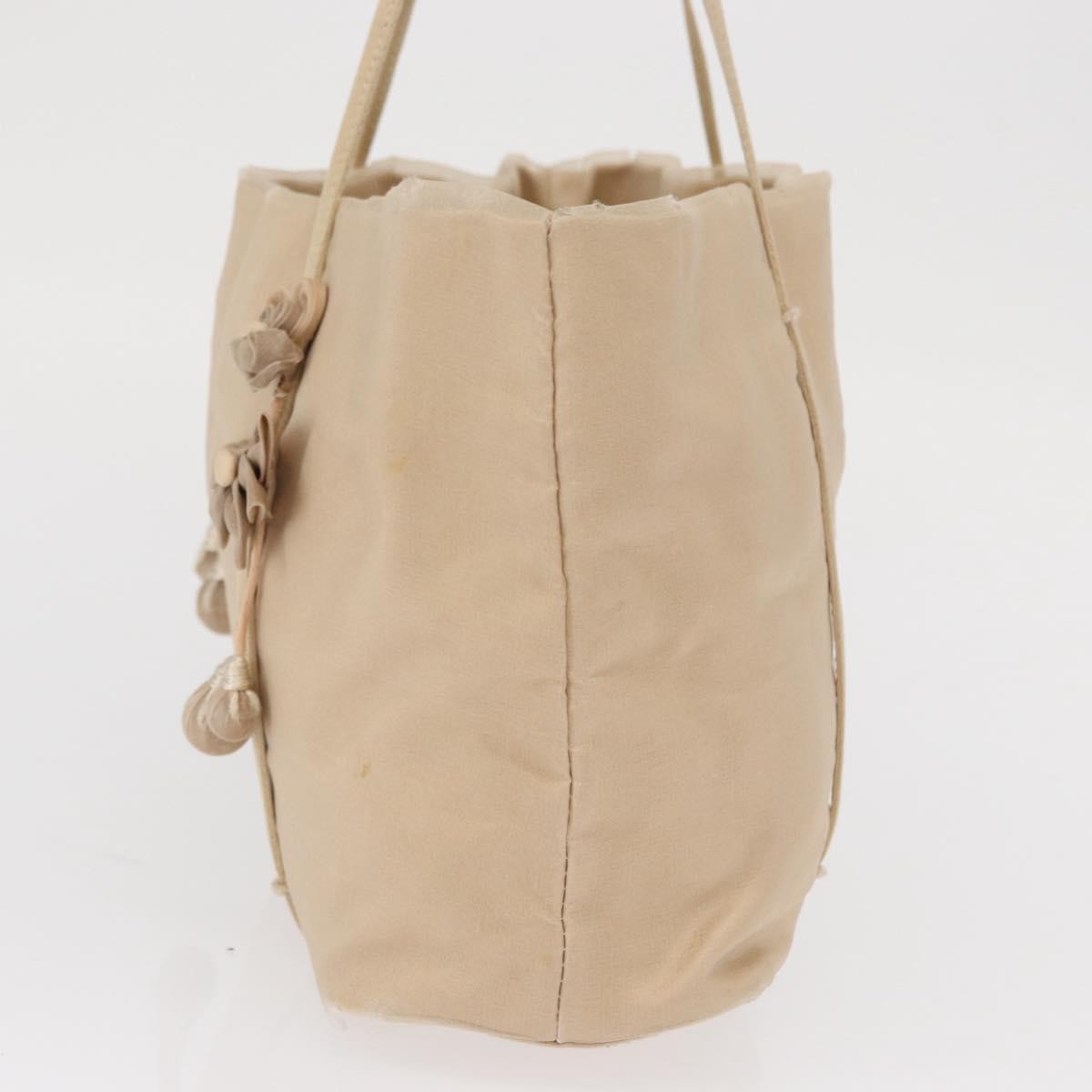 Prada PRADA Hand Bag Satin Beige Authentic 166753