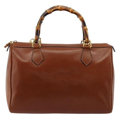 Gucci GUCCI Bamboo Hand Bag Leather 2way Brown Gold 000 122 0293 Authentic 181101