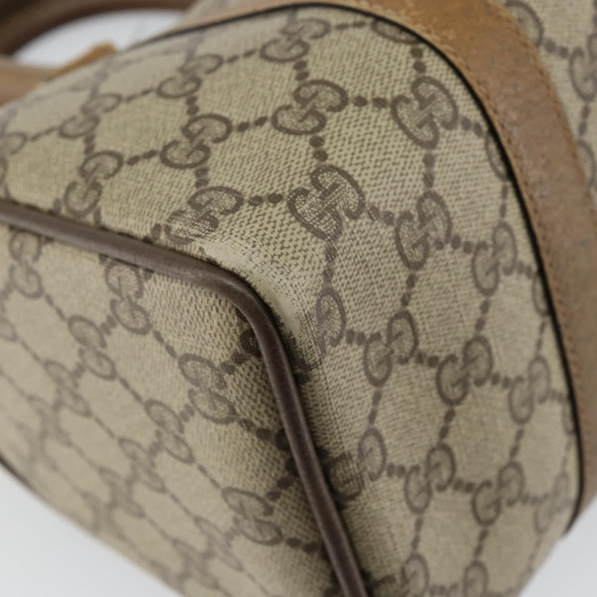 Gucci GUCCI GG Supreme Web Sherry Line Boston Bag PVC Beige Gold 40 02 006 Authentic 144227