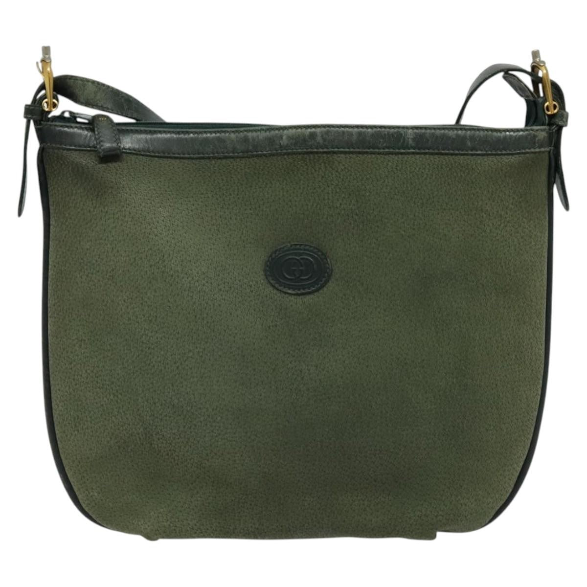 Gucci GUCCI Shoulder Bag Leather Green Gold Authentic am8352