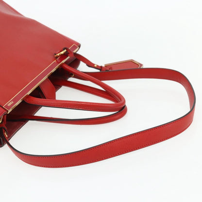 Fendi FENDI 2 JOURS Medium Hand Bag Leather 2way Red Gold Authentic 176097A