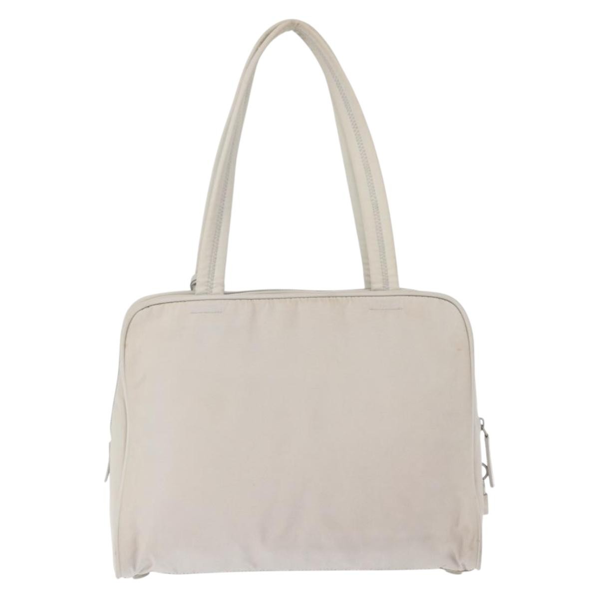 Prada PRADA Tote Bag Nylon White Silver Authentic am10449