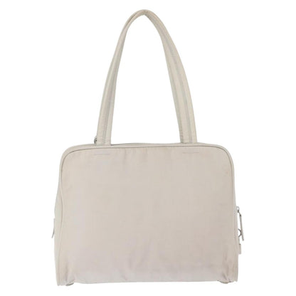 Prada PRADA Tote Bag Nylon White Silver Authentic am10449