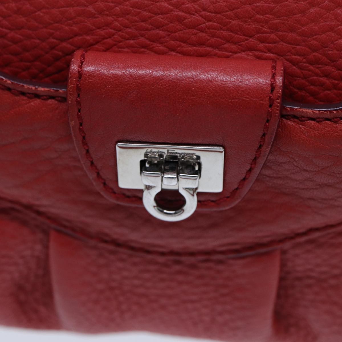 Salvatore Ferragamo Salvatore Ferragamo Gancini Hand Bag Leather 2way Red Authentic 78767