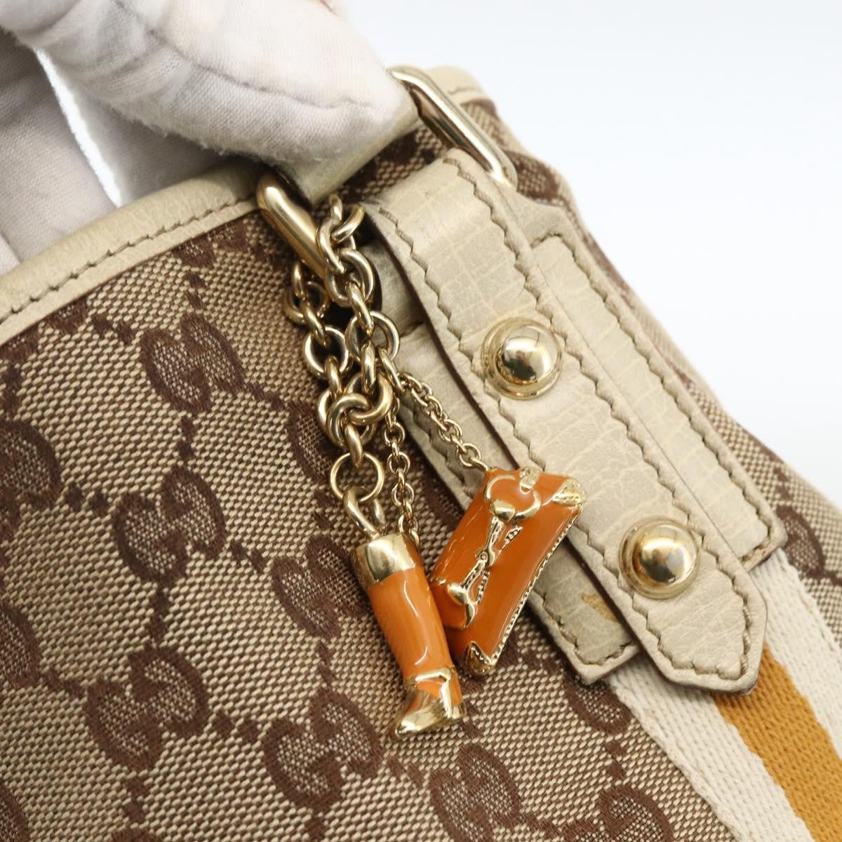 Gucci GUCCI GG Canvas Sherry Line Hand Bag Beige Gold 137396 Authentic ep13635