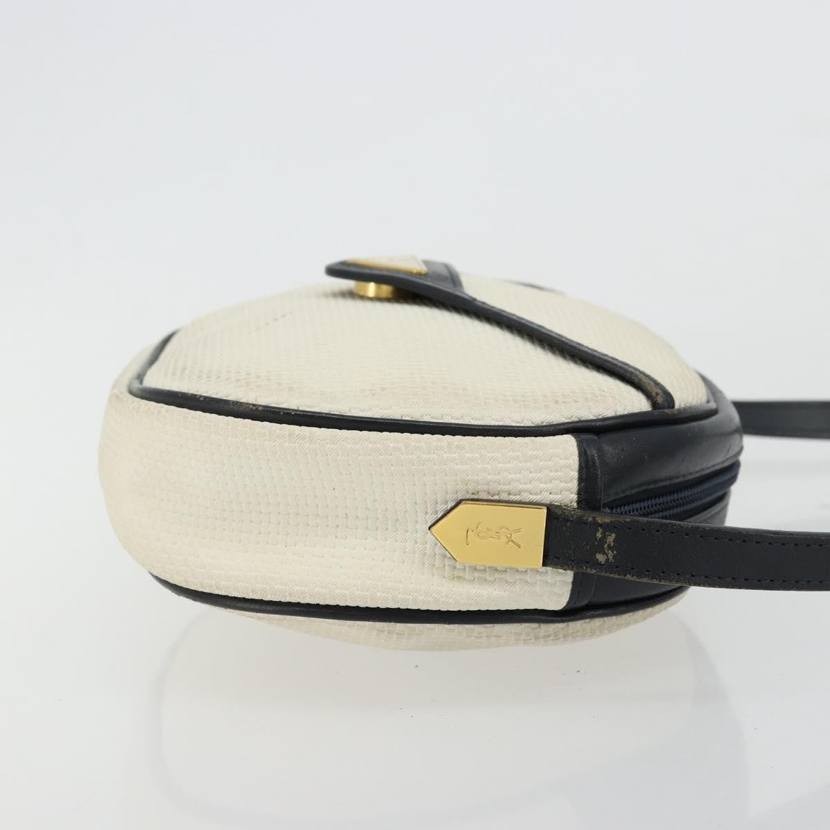 Saint Laurent SAINT LAURENT Shoulder Bag Leather White Gold Authentic 156806