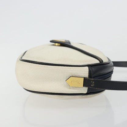 Saint Laurent SAINT LAURENT Shoulder Bag Leather White Gold Authentic 156806