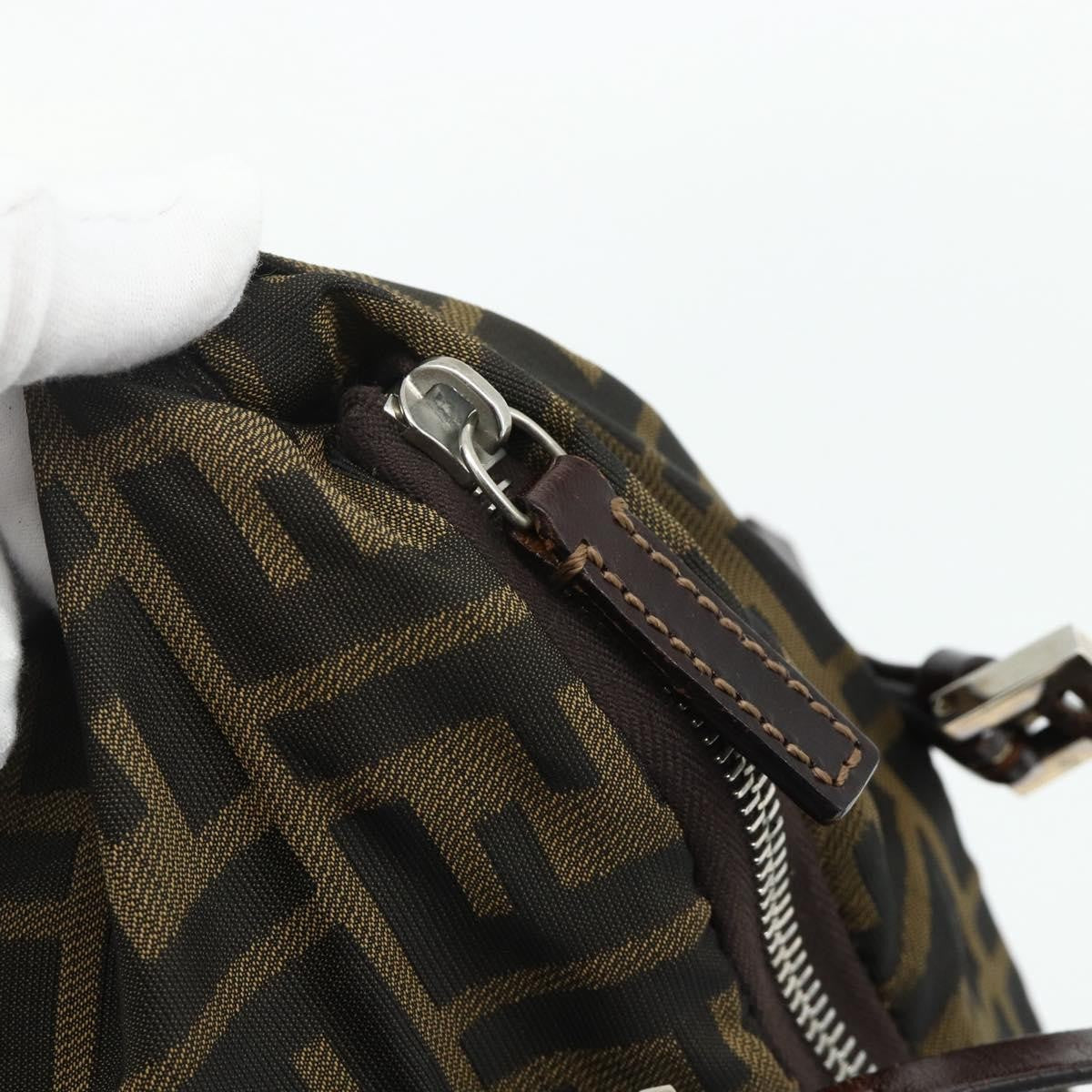 Fendi FENDI Zucca Canvas Hand Bag Black Brown Authentic 175169