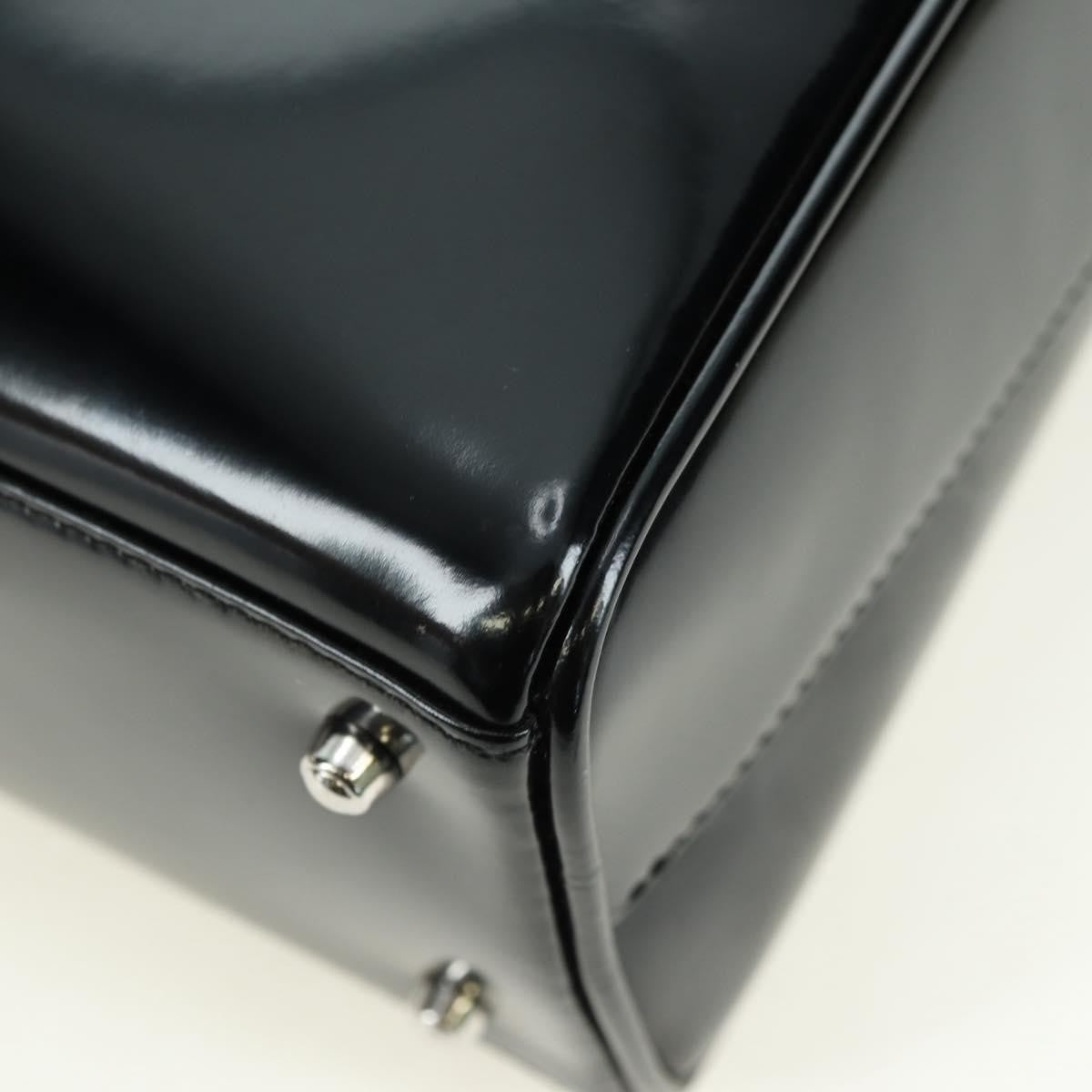 Gucci GUCCI Hand Bag Patent leather 2way Black Silver Authentic 176640