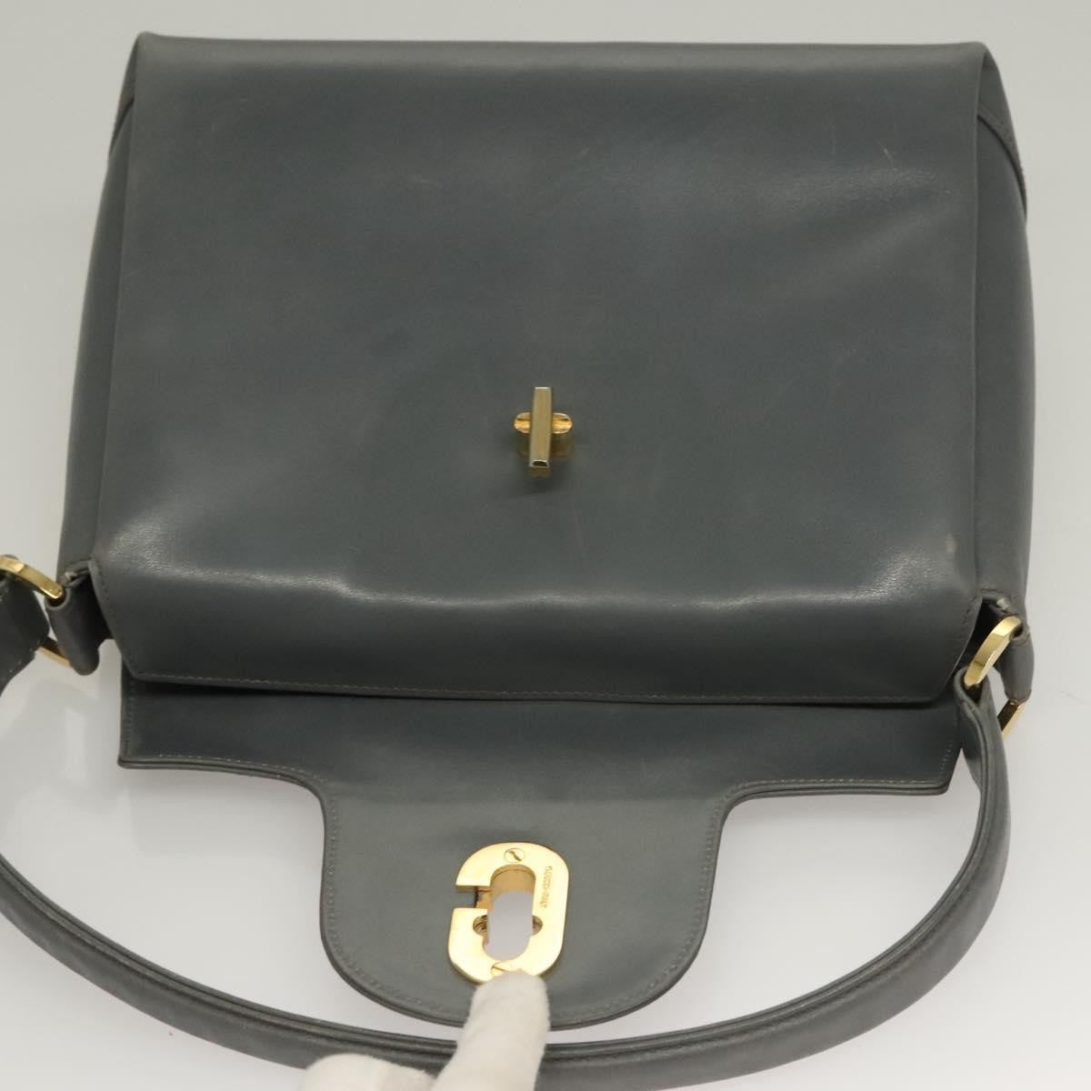Gucci GUCCI Hand Bag Leather Gray Silver Authentic mr1461