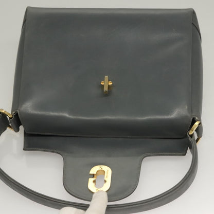 Gucci GUCCI Hand Bag Leather Gray Silver Authentic mr1461