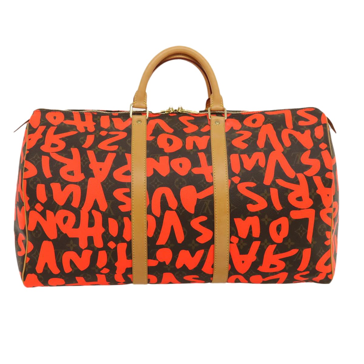 Louis Vuitton LOUIS VUITTON Monogram Graffiti Keepall 50 Boston Bag Orange M93699 Authentic 29908SV