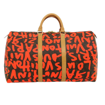 Louis Vuitton LOUIS VUITTON Monogram Graffiti Keepall 50 Boston Bag Orange M93699 Authentic 29908SV