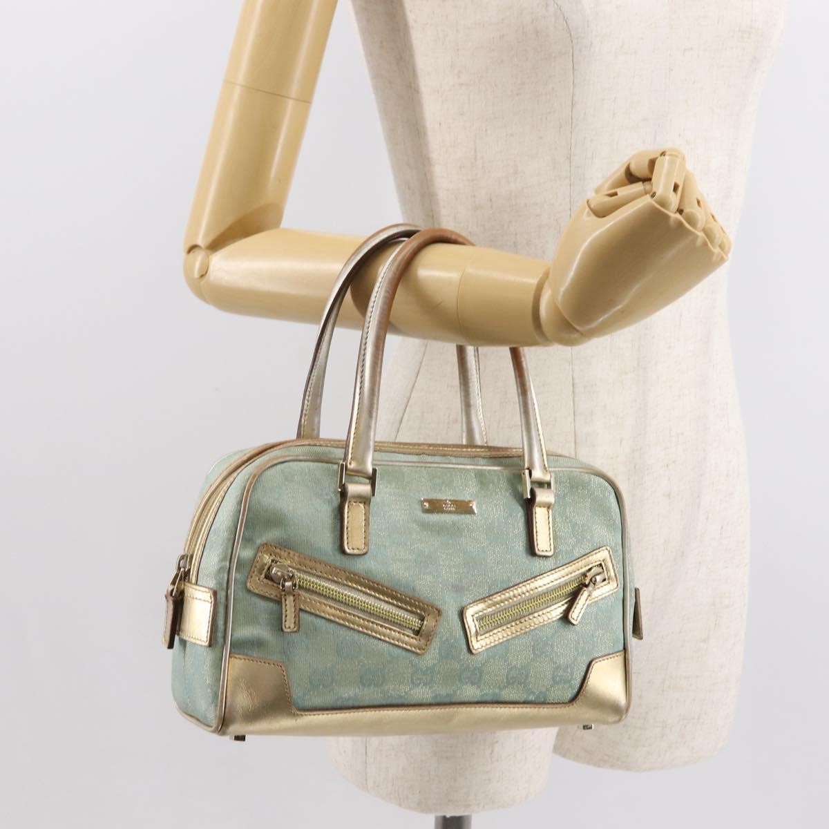 Gucci GUCCI GG Canvas Hand Bag Peppermint Gold 000 0852 Authentic 146975