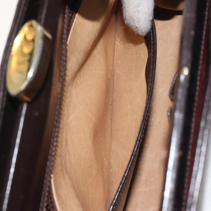 Gucci GUCCI Hand Bag Leather Brown Gold Authentic ep9221