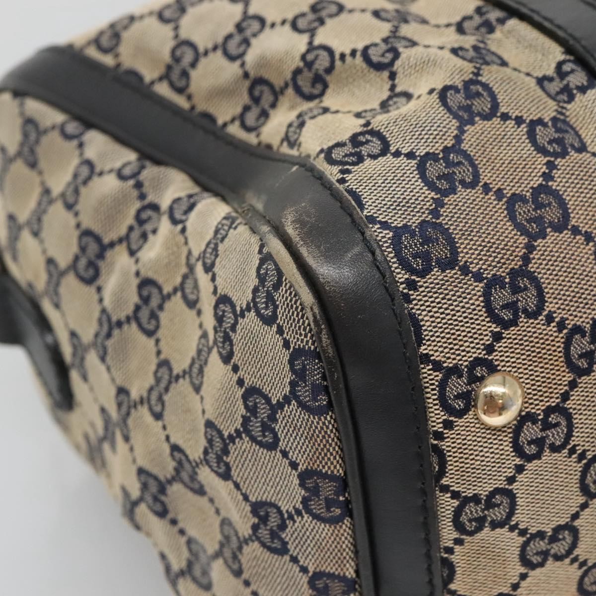 Gucci GUCCI GG Canvas Sherry Line Hand Bag PVC Navy Gold 247205 Authentic 131724