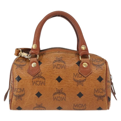 MCM MCM Vicetos Logogram Hand Bag PVC 2way Brown Gold Authentic 152390