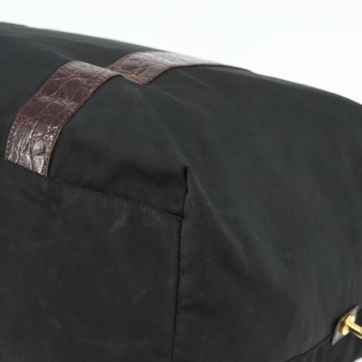 Prada PRADA Boston Bag Nylon Black Gold Authentic 176251