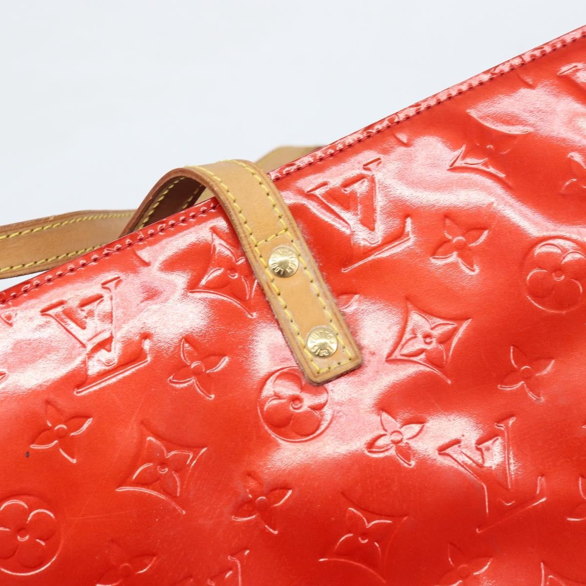 Louis Vuitton LOUIS VUITTON Monogram Vernis Reade GM Tote Bag Red M91084 LV Authentic AMZ416