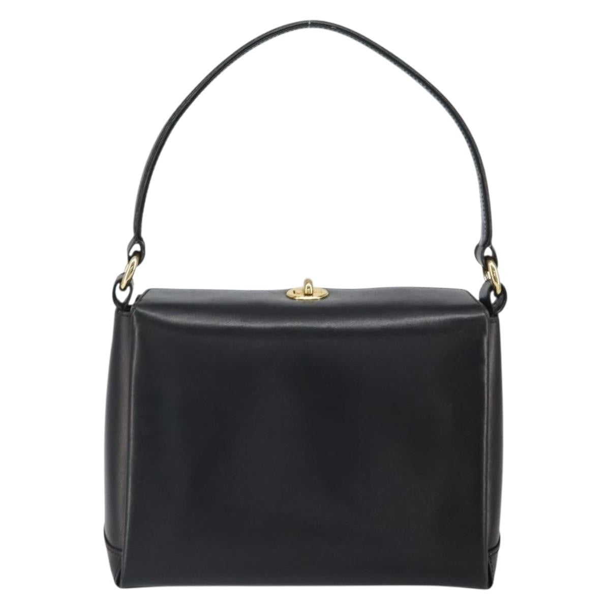 Gucci GUCCI Shoulder Bag Leather Black Gold Authentic mr1988