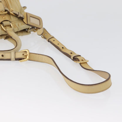 Prada PRADA Hand Bag Leather 2way Ivory Gold Authentic 173213