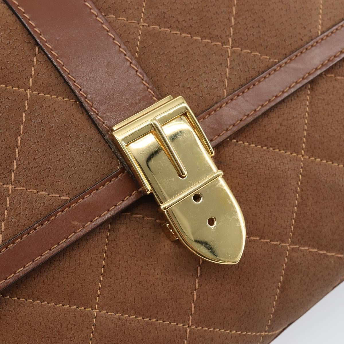 Gucci GUCCI Shoulder Bag Suede Leather Brown Gold Authentic 146416