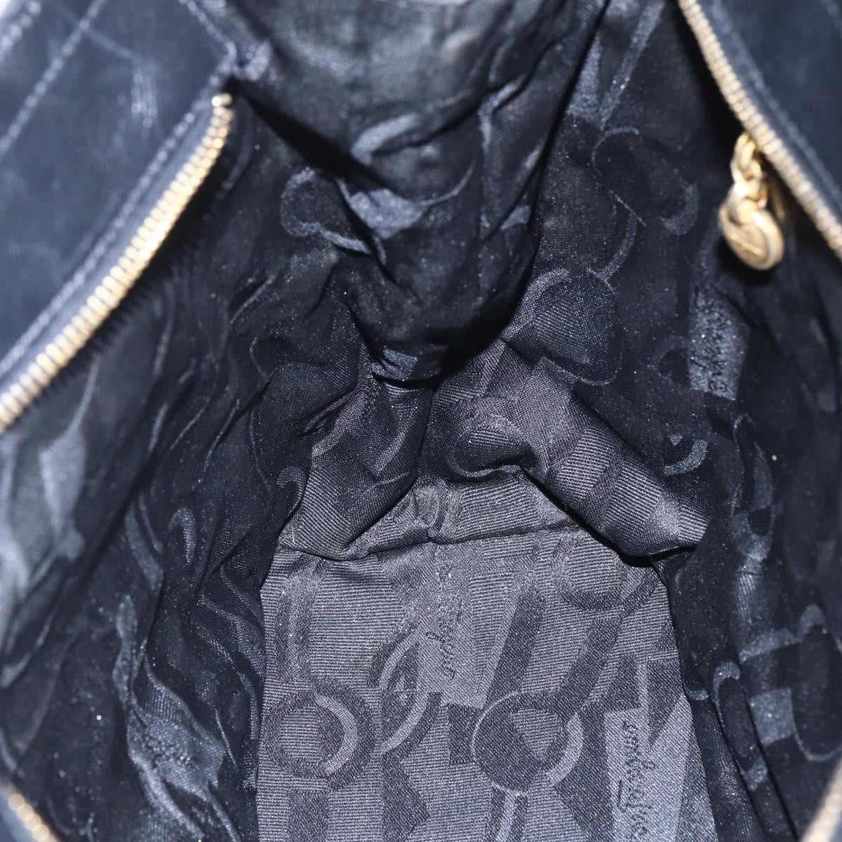 Salvatore Ferragamo Salvatore Ferragamo Chain Vala Tote Bag Canvas Navy Gold Authentic BA7334