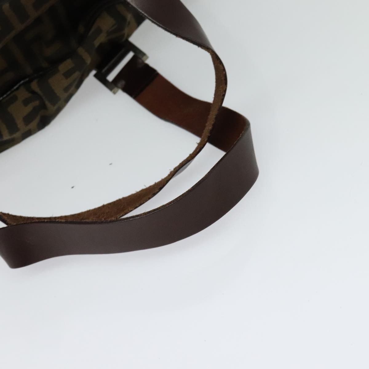 Fendi FENDI Zucca Canvas Hand Bag Black Brown Authentic ar13658