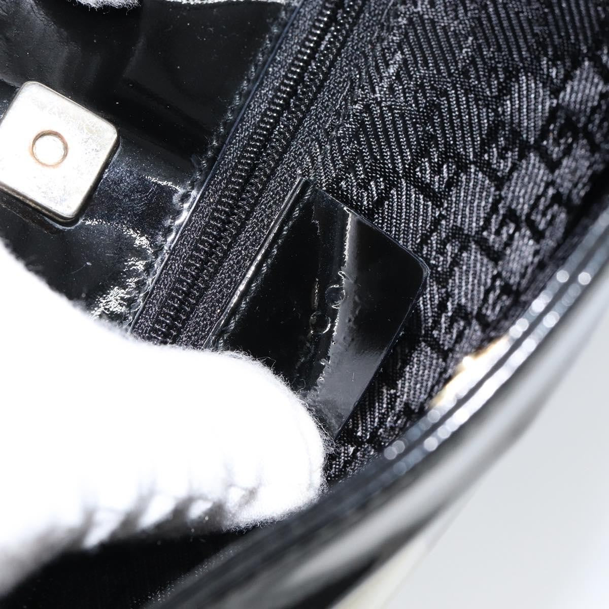 Gucci GUCCI Shoulder Bag Enamel Canvas Black Gold 001 4231 Authentic 121347