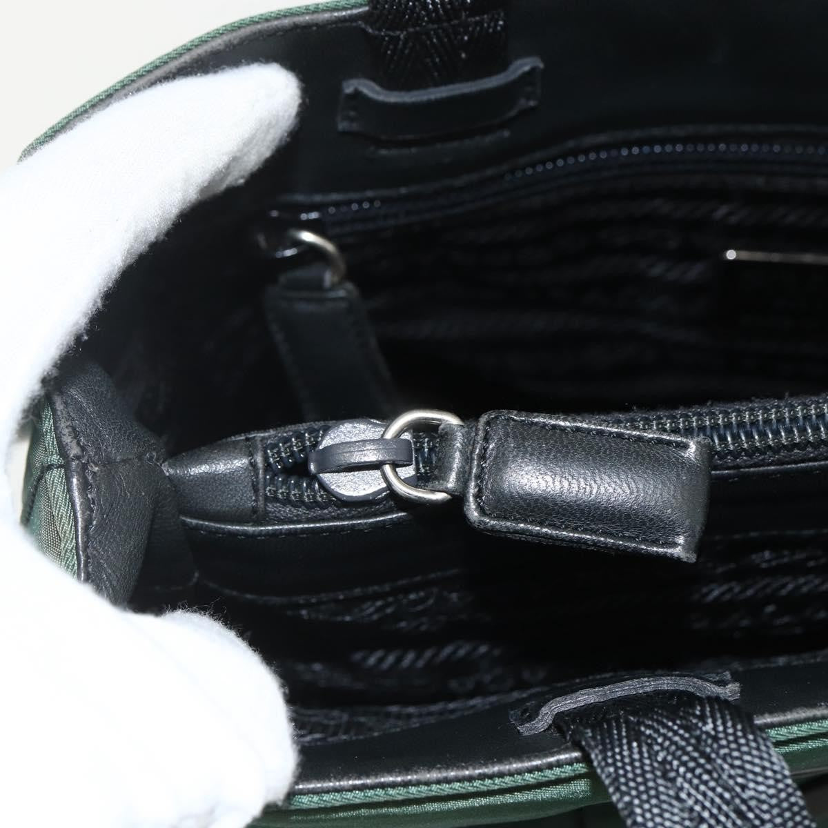Prada PRADA Tote Bag Nylon Green Silver Authentic 155085