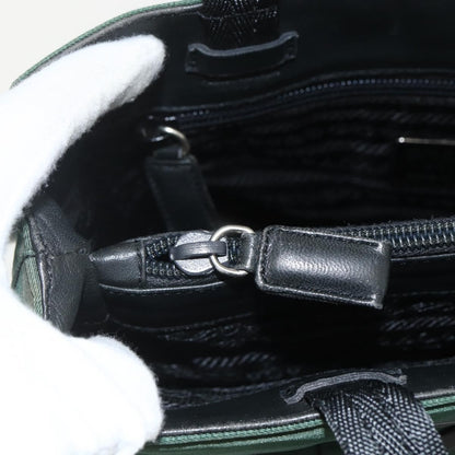 Prada PRADA Tote Bag Nylon Green Silver Authentic 155085