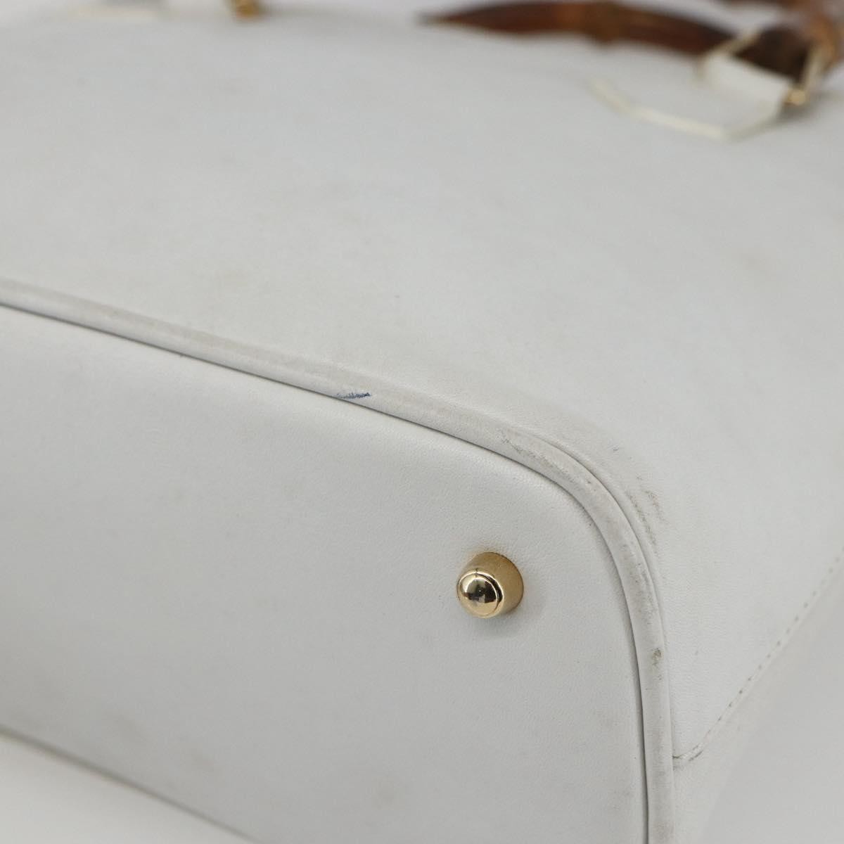 Gucci GUCCI Bamboo Hand Bag Leather White Gold Authentic ki6188