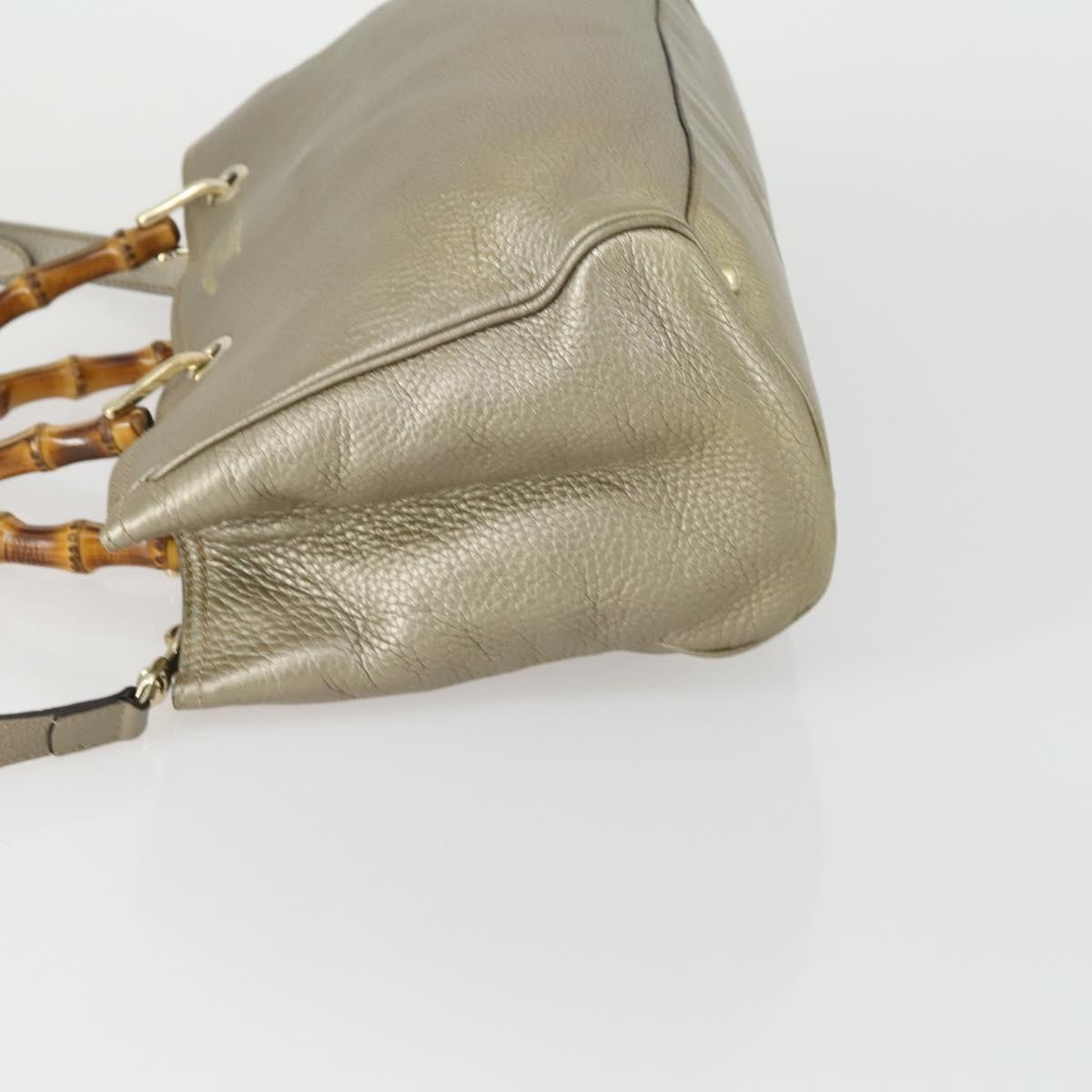 Gucci GUCCI Bamboo Hand Bag Leather 2way Beige Gold 323660 Authentic ka1163