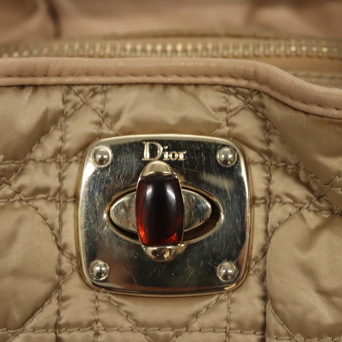 Dior Christian Dior Canage Hand Bag Nylon Beige Gold Authentic mr1376