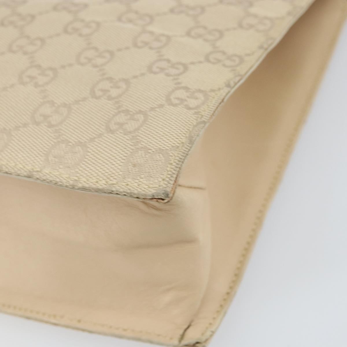 Gucci GUCCI GG Canvas Tote Bag Beige Silver 002 1053 Authentic 170373