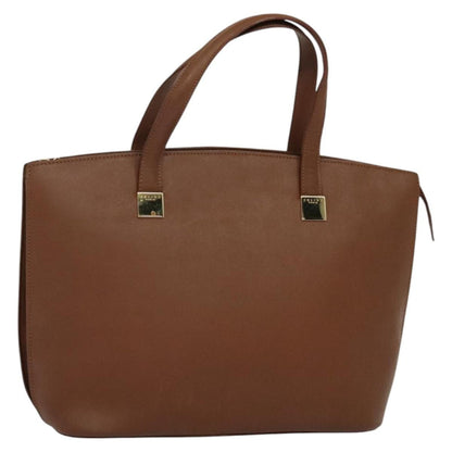Celine CELINE Hand Bag Leather Brown Gold Authentic bs25822