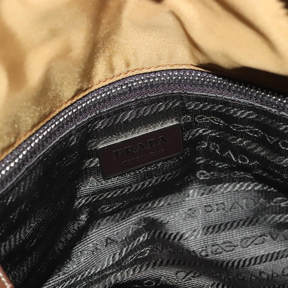 Prada PRADA Chain Shoulder Bag Nylon Beige Silver Authentic 140091