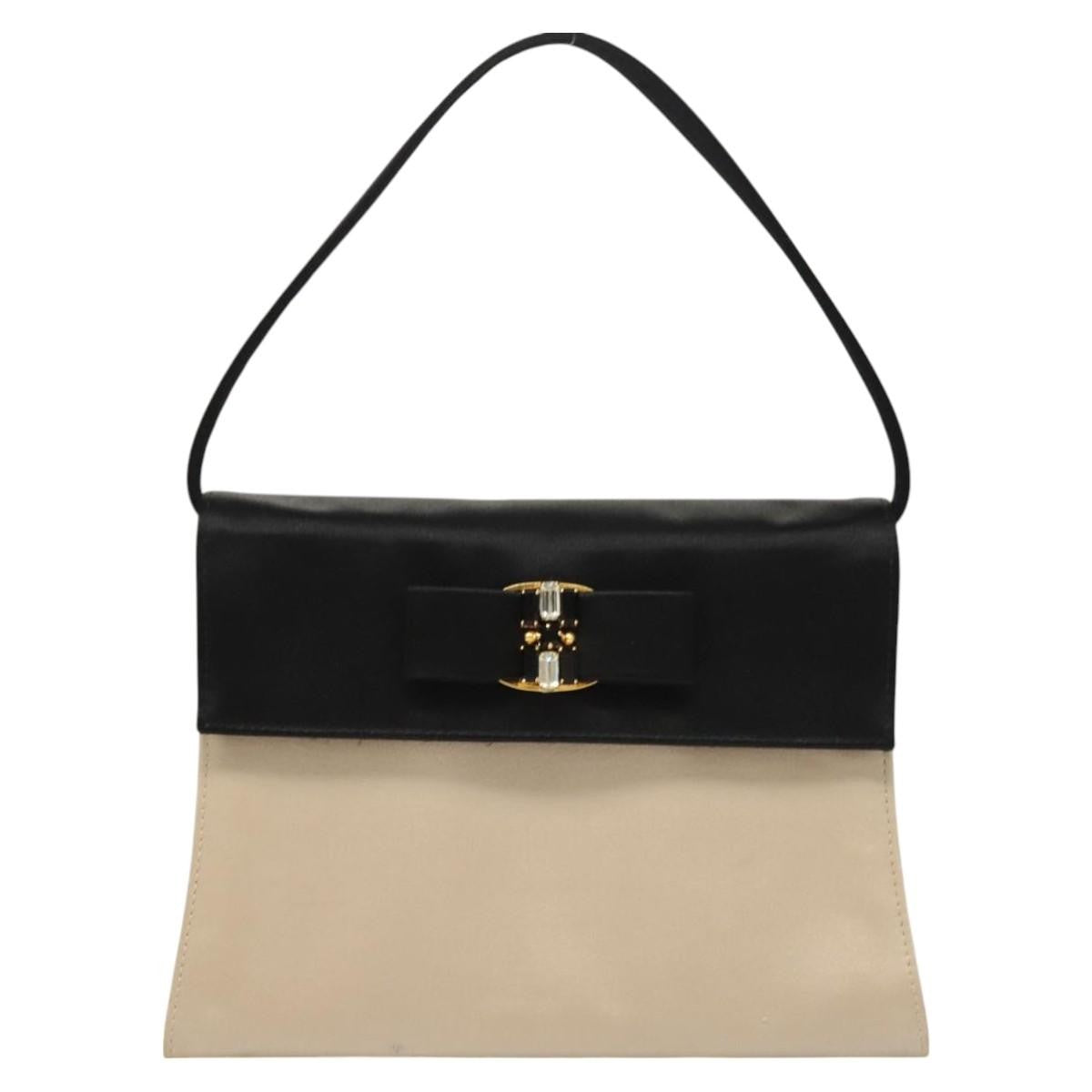 Salvatore Ferragamo Salvatore Ferragamo Vala Hand Bag Satin Beige Gold Authentic BA2675