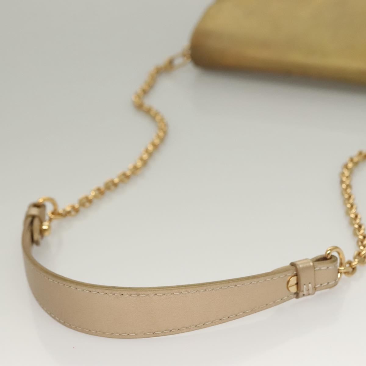 Louis Vuitton LOUIS VUITTON Love Note Shoulder Bag Leather Gold M53069 LV Authentic BA4535