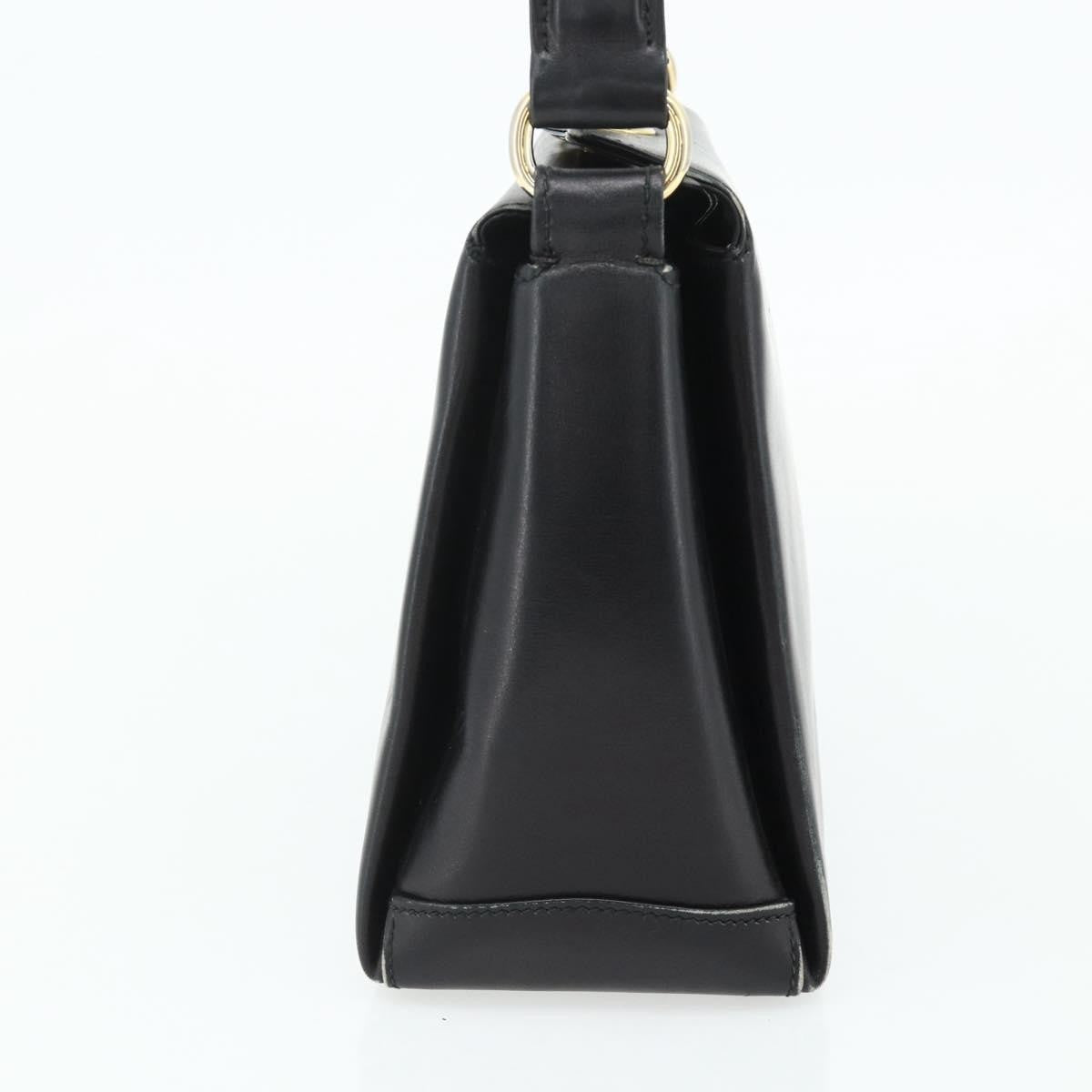 Gucci GUCCI Hand Bag Leather Black Gold Authentic ka4348