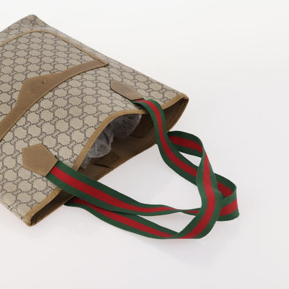 Gucci GUCCI GG Plus Supreme Web Sherry Line Tote Bag PVC 3 Set Beige Red Authentic BSZ437