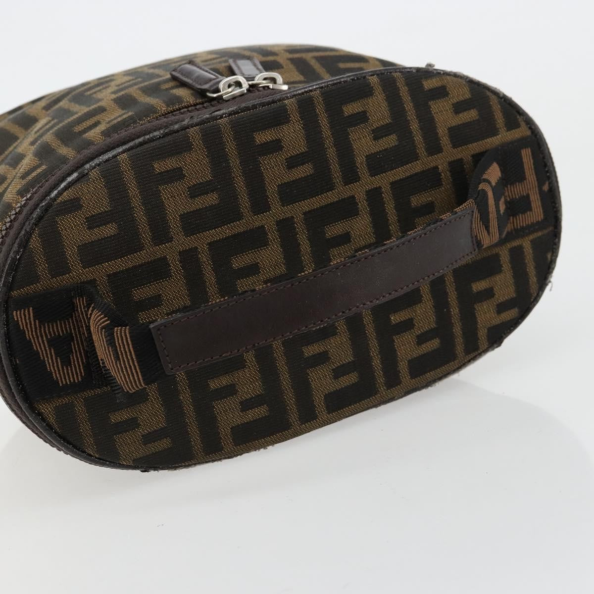 Fendi FENDI Zucca Canvas Vanity Hand Bag Black Brown Authentic 180329