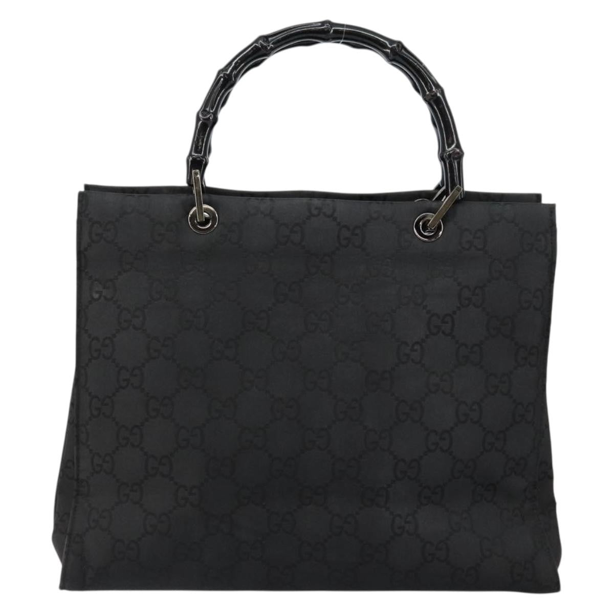 Gucci GUCCI Bamboo GG Canvas Hand Bag Black Silver 002 1010 3754 Authentic ep11357