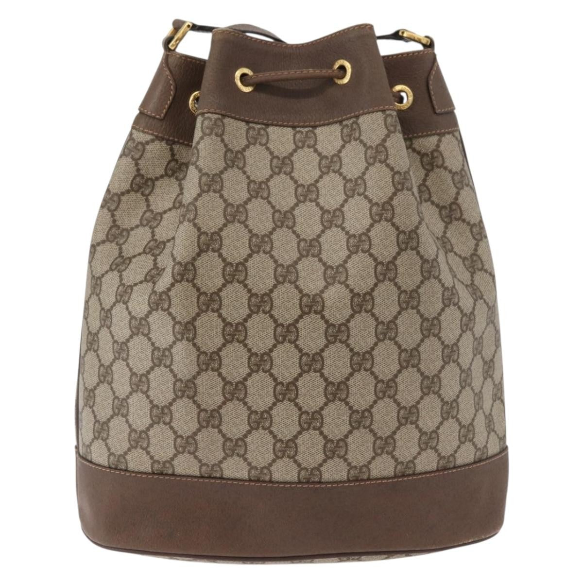 Gucci GUCCI GG Supreme Web Sherry Line Bag PVC Beige Gold 41 02 085 Authentic BA12841