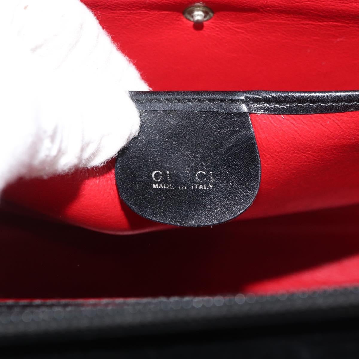 Gucci GUCCI Tote Bag Leather Black Silver Authentic 175365